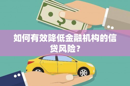 南投市如何有效降低金融机构的信贷风险？